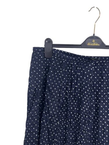 Avenue Women's Navy Blue Polka Dot Twisted Elastic Waist A-Line Skirt Size 14/16 - Picture 10 of 11