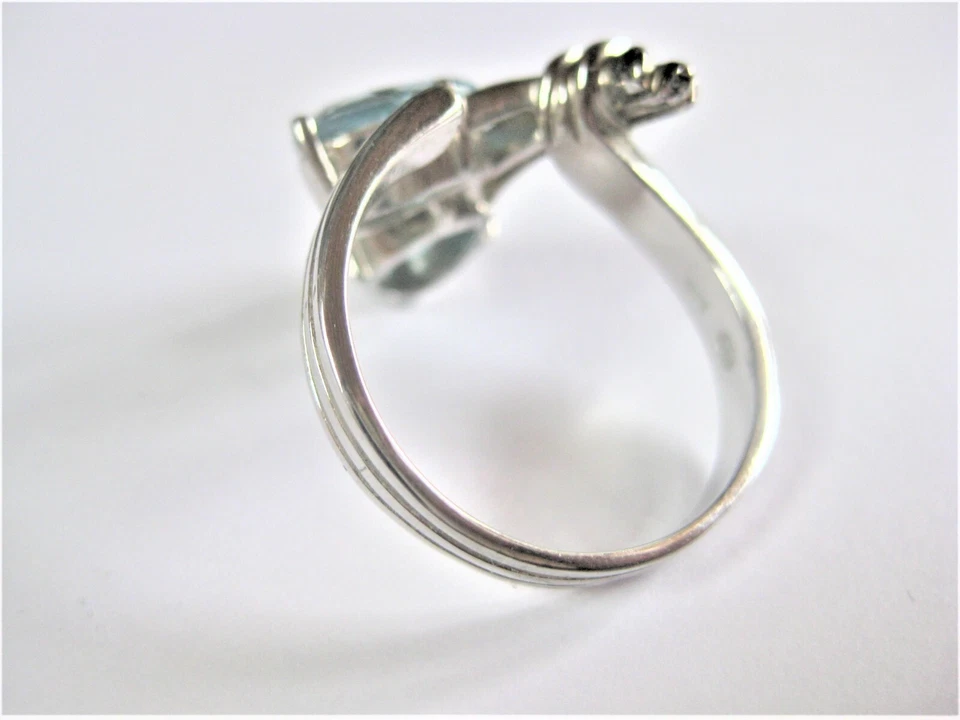 Anello Argento 925 Con Topazio Blu, 7,3 G - Immagine 3 di 3