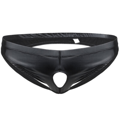 Agoky Sexy Herren Wetlook String Jockstrap Tanga mit Penisloch Unterhose Panties