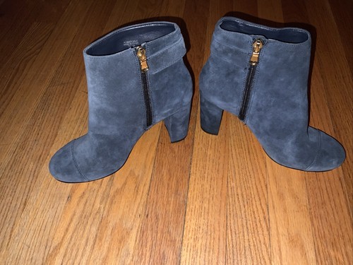 Ann Taylor Blue Suede Leather Ankle Boots Womens Size 7 1/2 - Picture 7 of 8