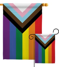 Progress Pride Garden Flag LGBT Support Rainbow Love LGBT Hosue Yard Banner