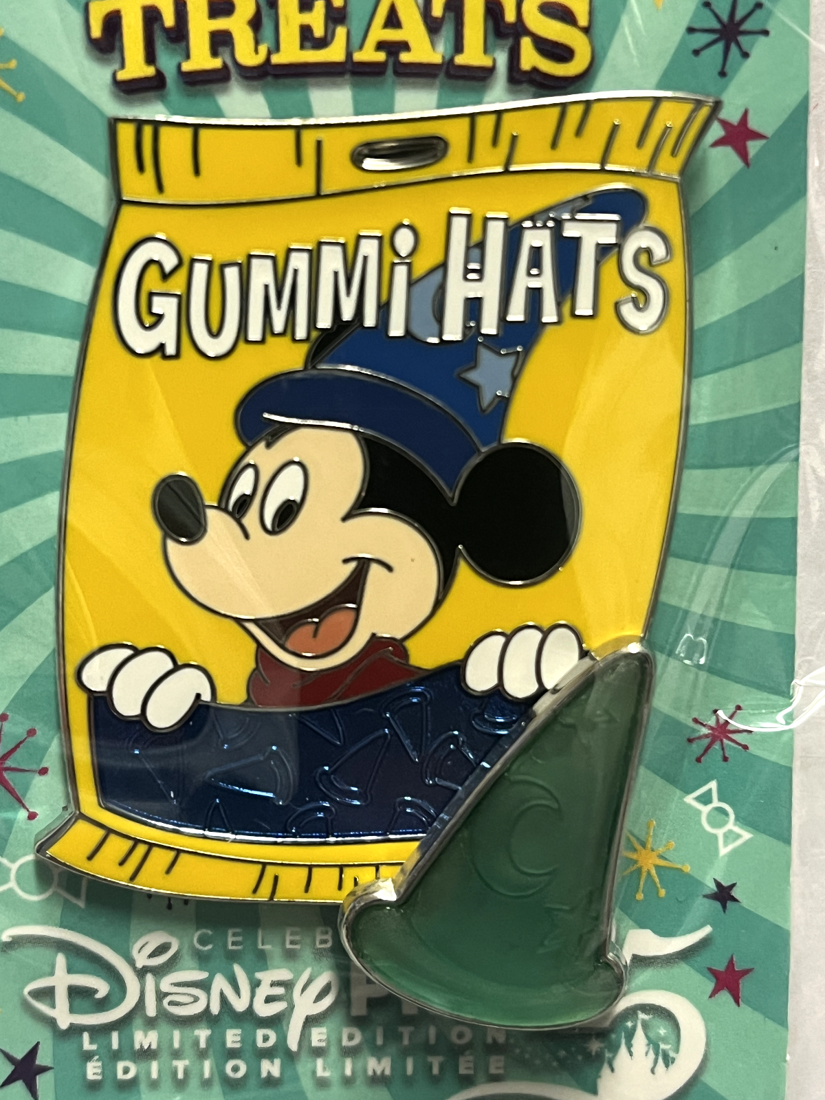 Disney Pin LE 1500 DL Sorcerer Mickey Gummi Hats Top Hat Treats Jan 2025