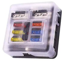 6 Way Fuse Block,12V Blade Fuse 6 Circuit ATC/ATO Waterproof Fuse Box Holder wit