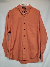 Van Heusen Orange Wrinkle/Stain Free Plaid Dress Shirt Size M 15-15 1/2 