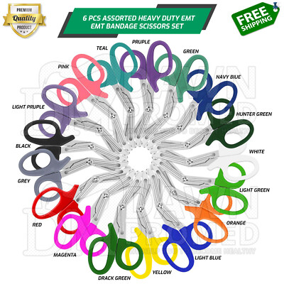 6 Paramedic EMT Trauma Shears Nurse Scissors Set 5.5'' First Aid Rainbow Colors
