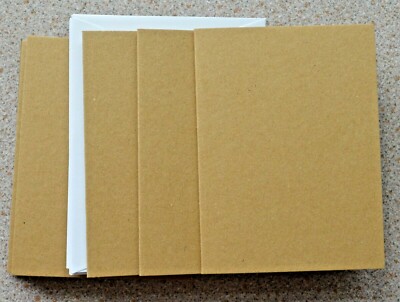 5 Kraftpapier Einzelfalz Kartenrohlinge 114 mm x 84 mm mit weißem Umschlag NEU