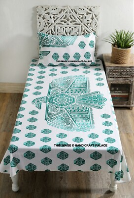 Handmade Adler Aufdruck Zwilling Größe Bett Blatt Cover Mit 1 Kissenbezug Set