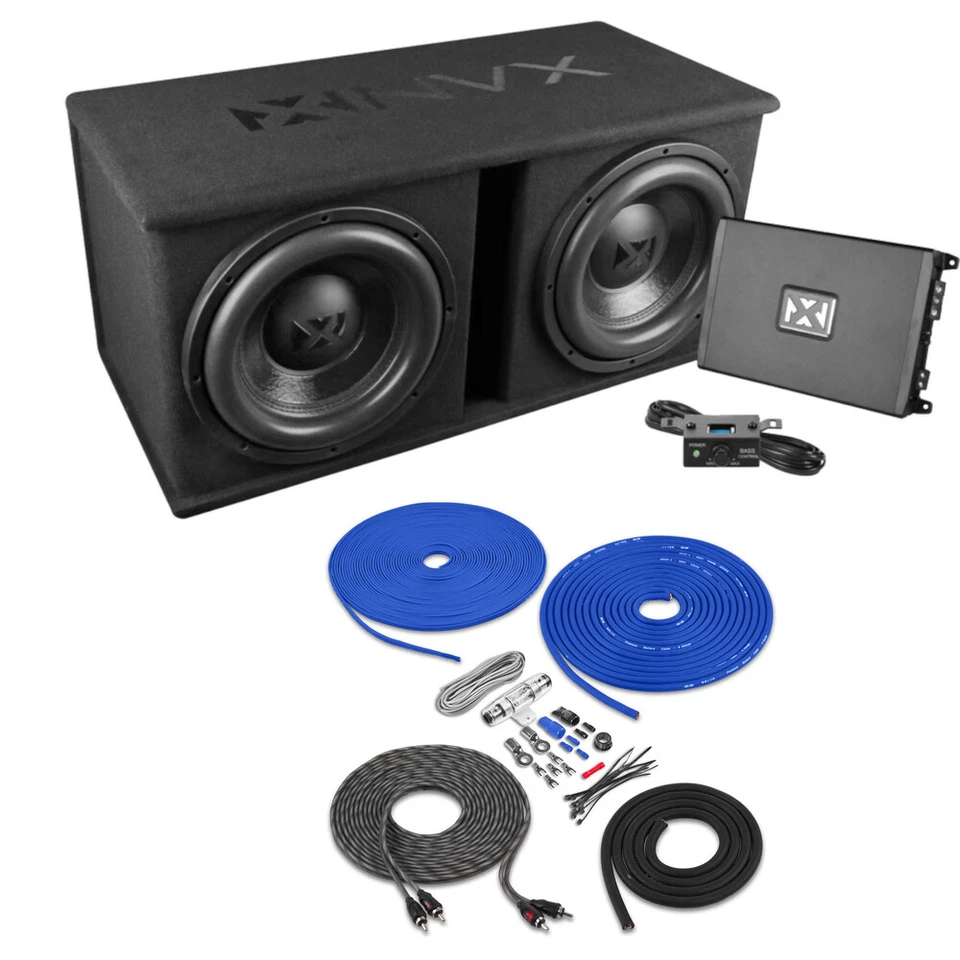 NVX NPKG212 500W RMS Dual 12" Subwoofer Bass Package with Amp Kit