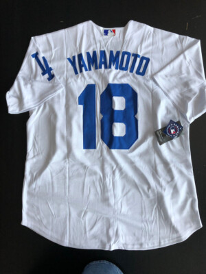 YAMAMOTO 18 白ユニフォーム Yoshinobu Yamamoto #18 Men's Los Angeles Dodgers White Jersey