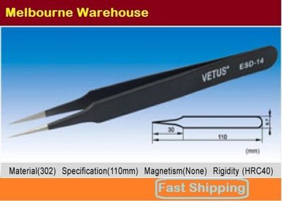 VETUS Original Genuine High Quality Anti-static Switzerland Tweezers ESD-14