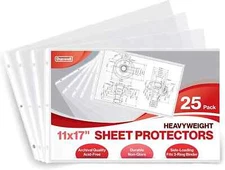 Dunwell 11x17 Sheet Protectors Landscape - (25 Pack, HeavyWeight), 11 x 17" Ledg