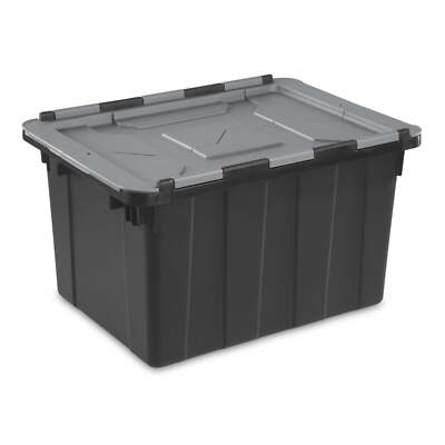 Sterilite 12 Gallon Hinged Lid Industrial Tote Adult, Flat Gray