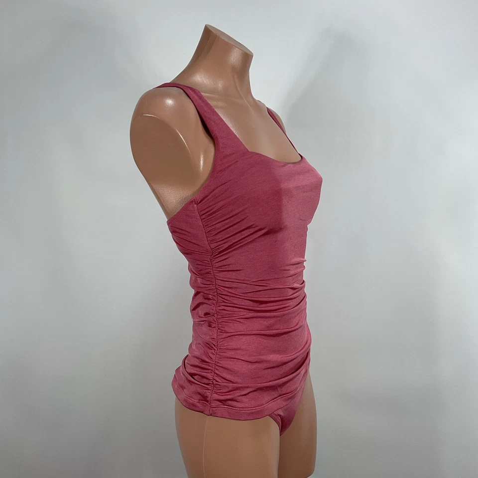 Athleta Aqualuxe Tankini 2pc Bikini Guava Rose Pink Clasp back 32 B/C M Bottom - Image 3 of 4