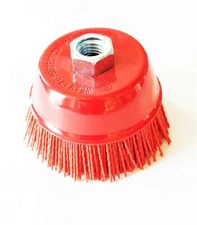 4" Nylon Infused Abrasive Bristle Cup Brush Wheel Wire 5/8-11 Angle Grinder 