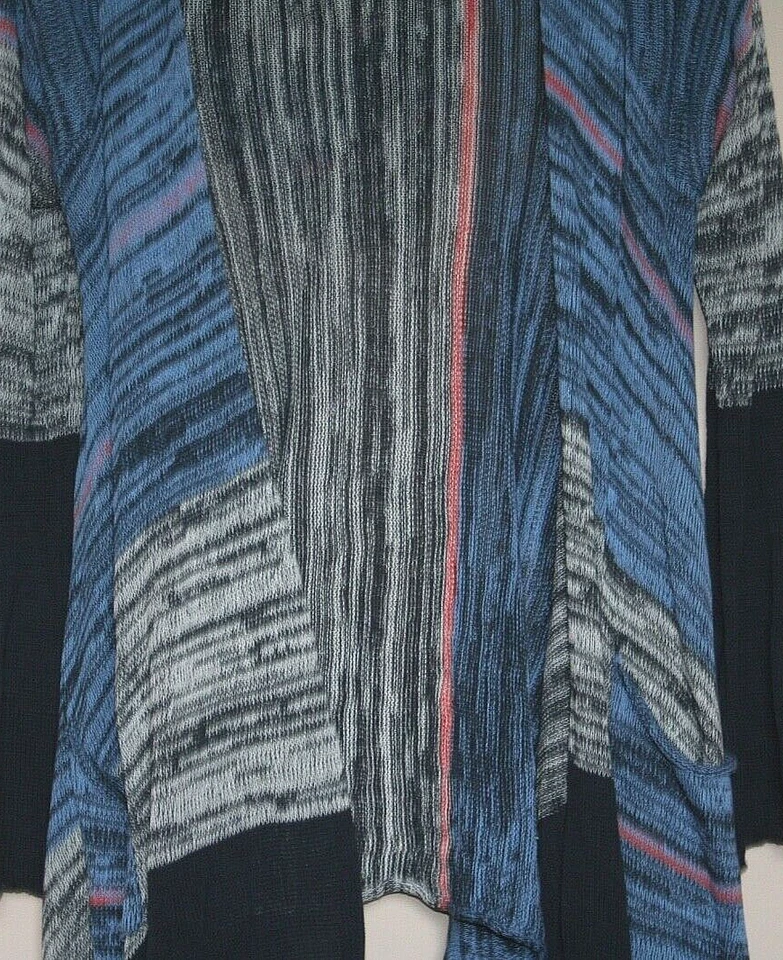 Cárdigan Elan Suéter Cortina Larga Con Capucha Azul Jaspeado Negro Rojo Pequeño 4 6 Foto 4 de 4