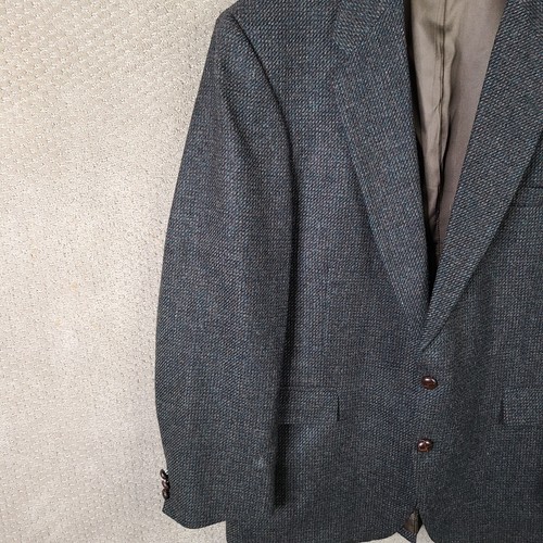 Vintage Woff Farah Jacket Mens 46L Gray Blue Tweed Blazer Wool 2 Button USA Made - Picture 4 of 14