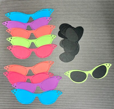 10  SUNGLASSES ️ cardstock paper die cut embellishments