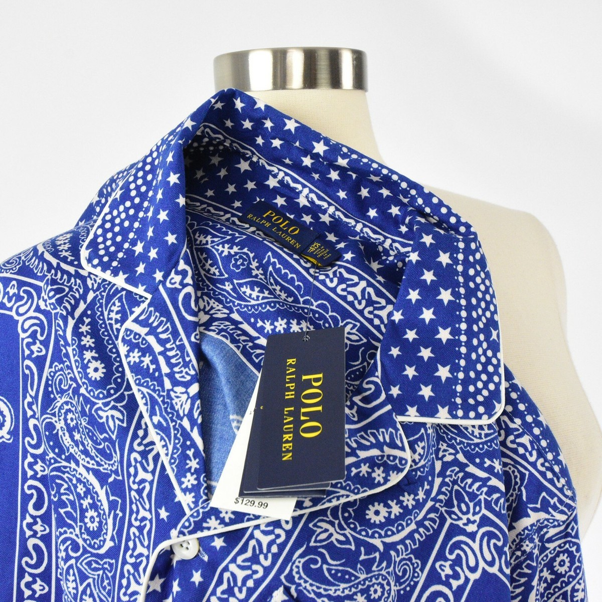 New Womens XS Polo Ralph Lauren Paisley Bandana Print Blouse
