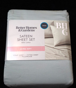 Better Homes & Gardens Twin Sateen Sheets 100% Cotton Ultra Soft Sage Green