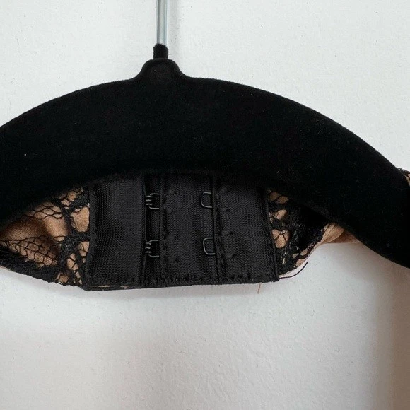 Marciano (S) Negro Encaje Seda Halter Top Imitación Cuero Cinturón Y2K Sexy Club Profundo V Foto 4 de 4