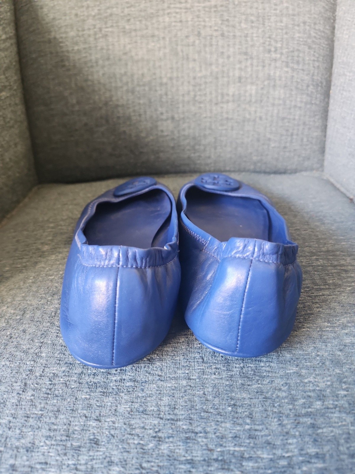 Tory Burch "Minnie" Travel Ballet Flats Dark Blue Leather Size 10 thumbnail 4