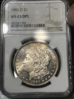 1881 O Morgan Silver Dollar NCG MS 63 DPL (Deep Mirror Proof Like) DMPL