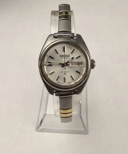 Vtg 1974 Seiko 2706-0020 Automatic Day Date Silver 24mm Nice ! Runs Well