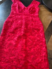TADASHI SHOJI RED LACE SLEEVELESS DRESS WOMENS 8 ROMANTIC CLASSIC COQUETTE