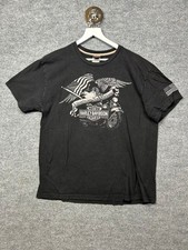 Vintage Harley Davidson T-Shirt Men's Black Eagle Flag Graphic Tee USA Made - XL