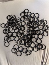 Lot Of 100 - 1-1/2" BLACK IRON drapery curtain drape rings with eyelet