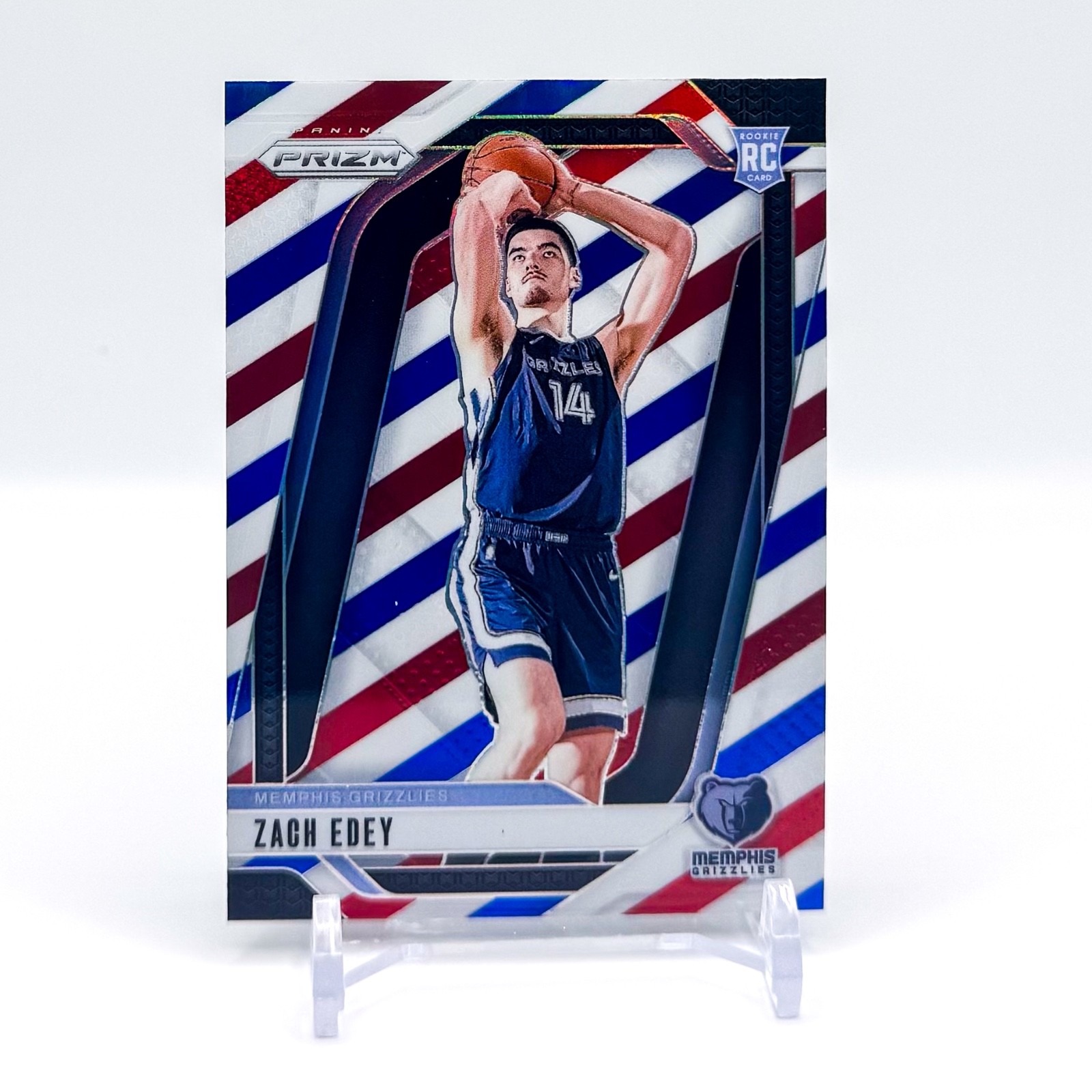 2024-25 Panini Prizm Zach Edey Rookie Red White Blue #249 Grizzlies