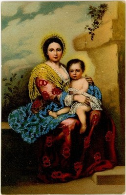 Stoff Ak Mutter mit Kind, Portrait, Frau-Portrait - 3889733