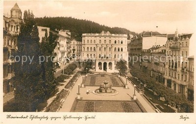 Mariánské Lázně Czech Republic Bohemia Schillerplatz with Halbmayer House