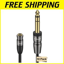 10-Pack 6ft TRS Stereo Audio Extension Cable 3.5mm to 6.35mm