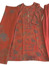 3 pcs Peach Women Pakistani cotton linen Salwar kameez custom stitching