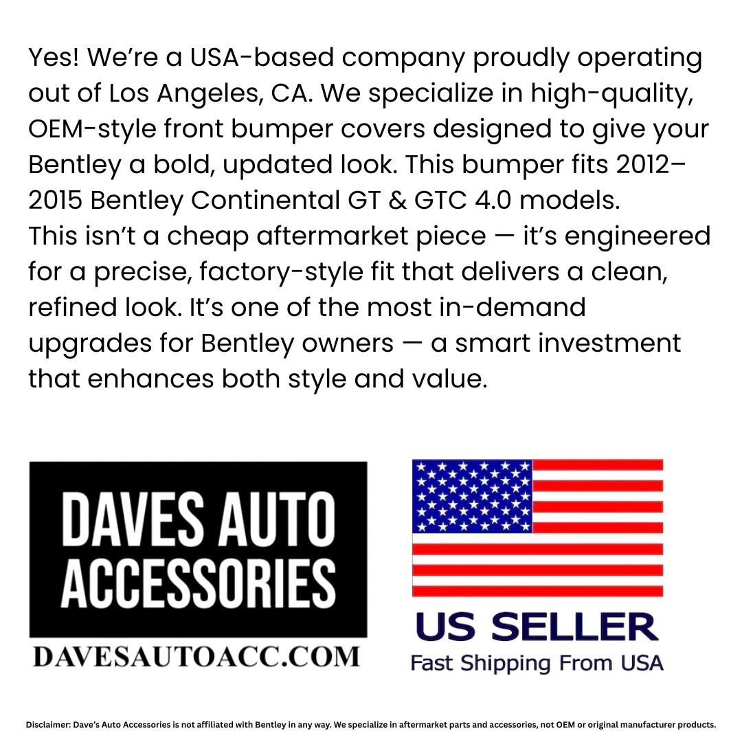 2012-2015 Bentley Continental Front Bumper & Grille Assembly