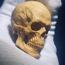 5cm Carved Boxwood Skull Figurine Solid Wood Home Decor Collectible Ornament New