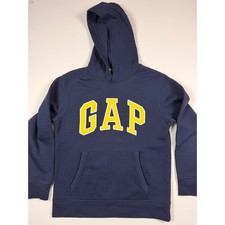Gap Kids Boys Navy Blue Arch Logo Pullover Soft Thick Hoodie Sweatshirt XL 12
