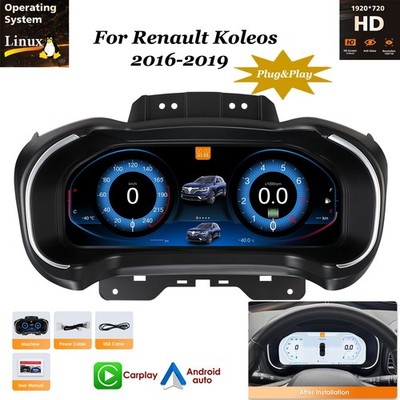For Renault Koleos 2016-19 12.3'' HD LCD Digital Cluster CarPlay Virtual Cockpit