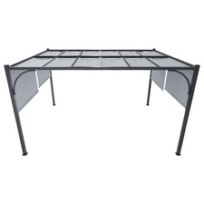 Gazebo pergola 3 x 4 M con telo scorrevole grigio e struttura in acciaio nera