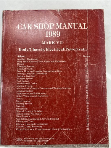 1989 Lincoln Mark VII Service Shop Manual Body Chassis Electrical Powertrain - Bild 1 von 9