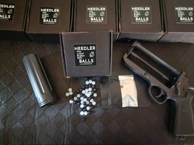 Six Needler Rubber Ball Ammo - 9mm - 60 Count Black And White Color Mix - FIRE