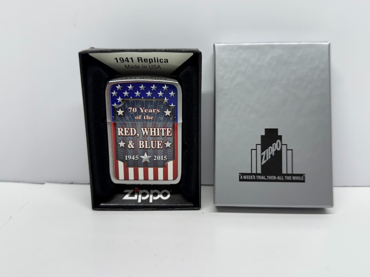 Zippo 1941 Replica NOS 70 Years of Red, White, & Blue 1945-2