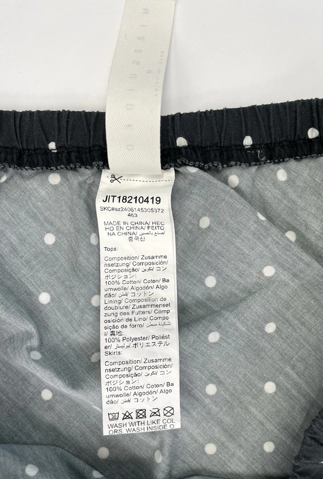 Maxi falda recta Missguided negra blanca a lunares de algodón con cordón talla mediana Foto 4 de 4