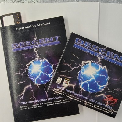 Vtg Game Computer Descent I and Decent II (PC, 1995) Interplay with Manuals