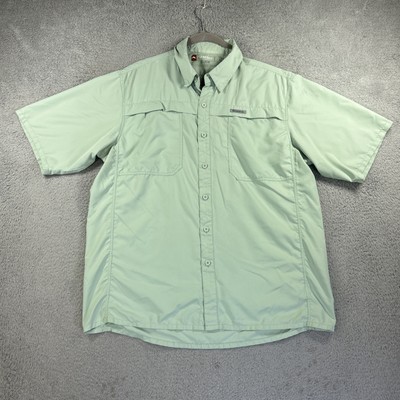 Simms Shirt Men Large Green Guide Series Short Sleeve Button Up Vented Fishing