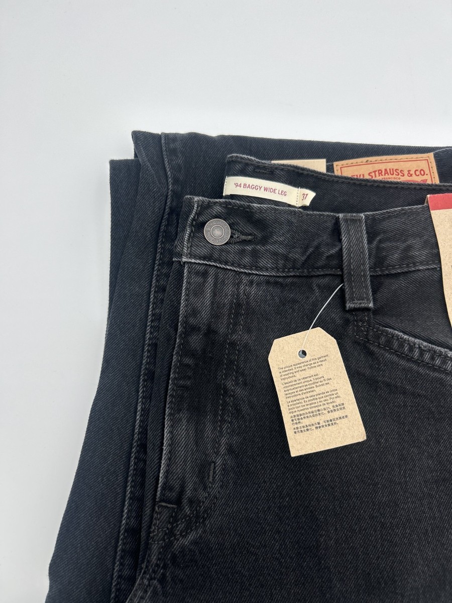 Levis 94 Baggy Wide Leg Jeans Womens Black Denim Cotton Pockets