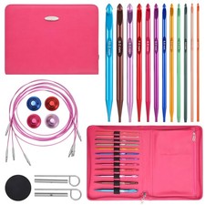 Tunisian Crochet Hooks Set with Cable, 6-Inch Aluminum Interchangeable Croche...