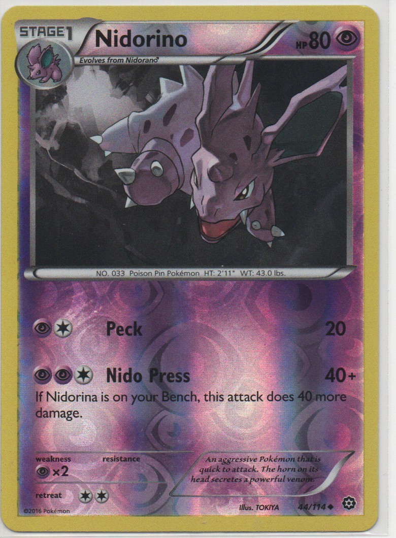 Nidorino 44/114 XY - Steam Siege Reverse Holo
