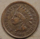 1867 Indian Cent 1c VG+ as Pictured L2